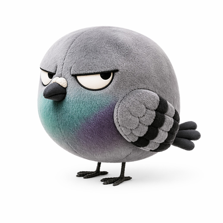 Peluche piccione giudicante paffuto