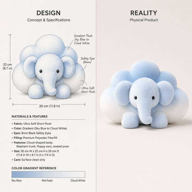 Cloud Elephant Plush Toy